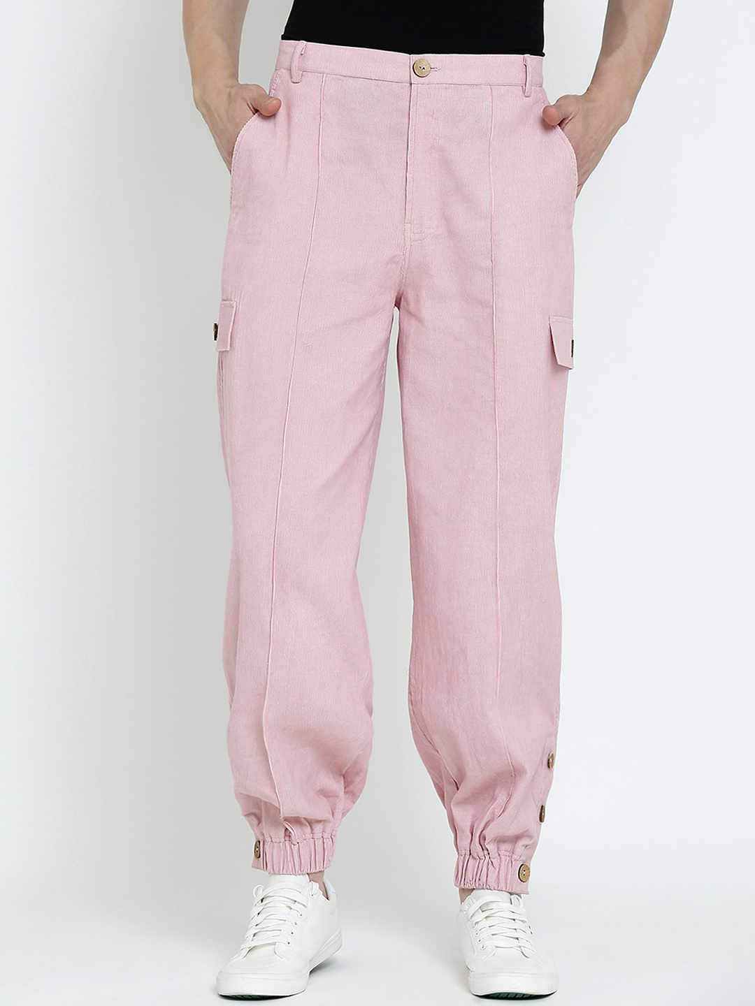 

Shurtz N Skurtz Men Relaxed Slim Fit Corduroy Joggers, Pink