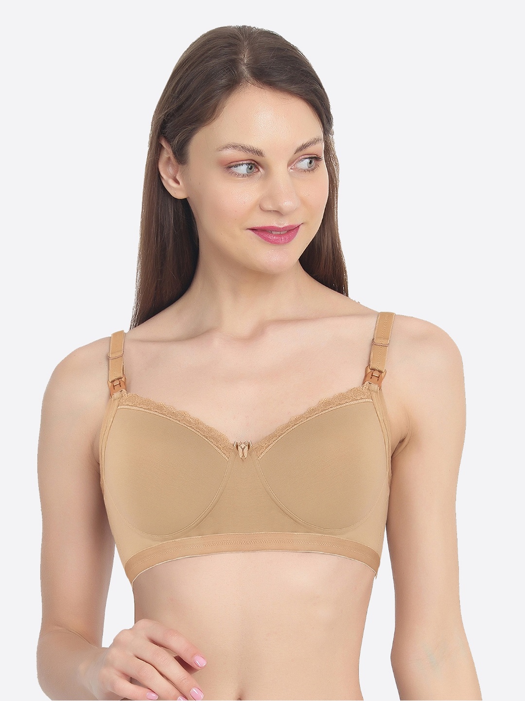 

Mylo Cotton Maternity Light Padded & Non Wired Nursing Bra, Beige