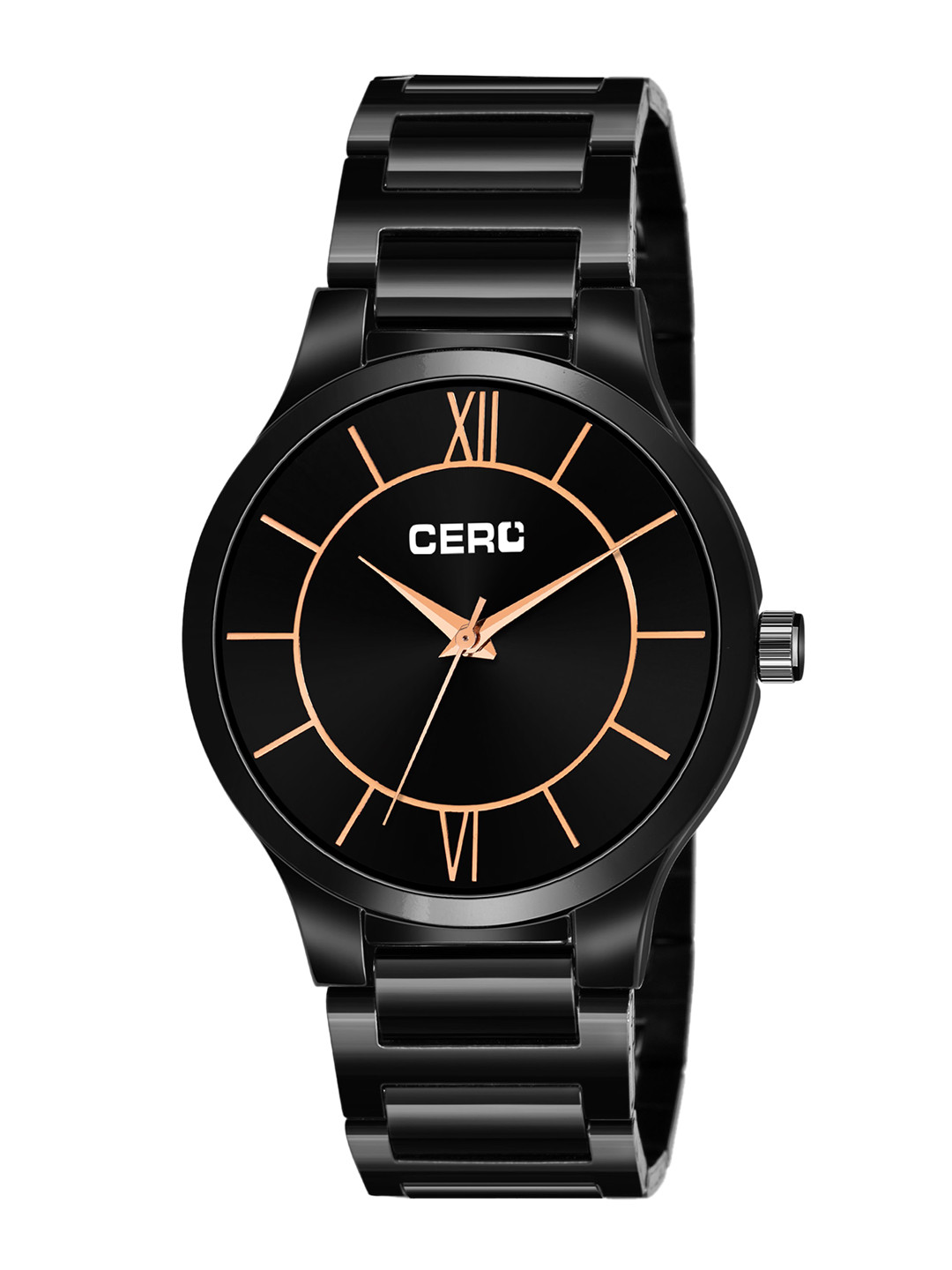 

CERO Unisex Brass Dial & Stainless Steel Bracelet Style Straps Analogue Watch CBlackMan1802, Black