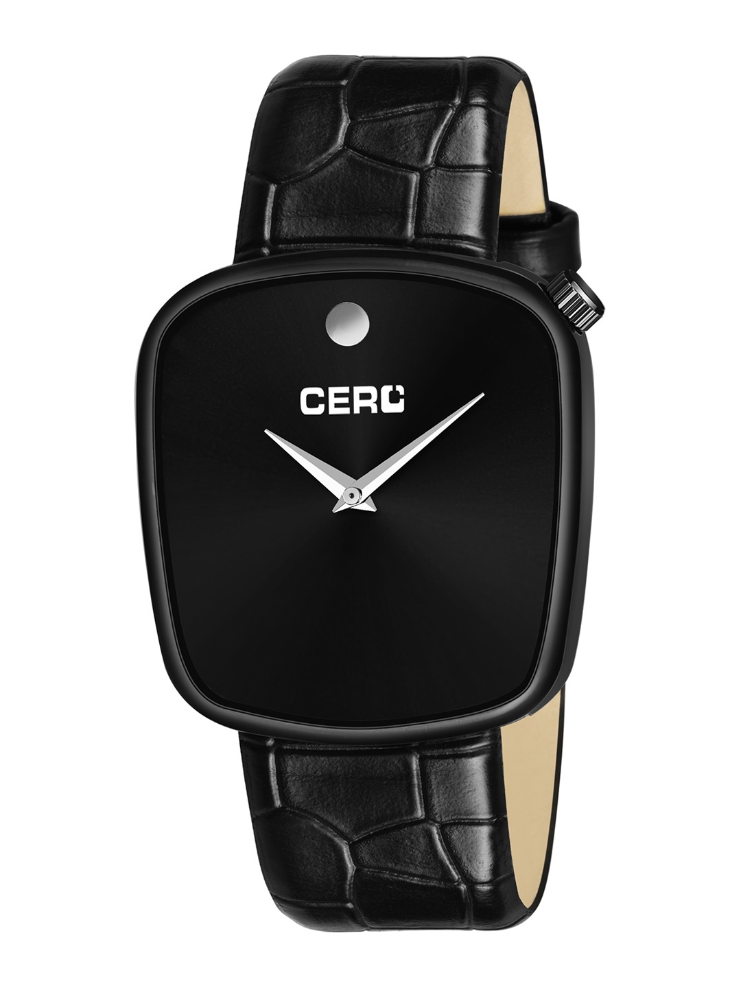 

CERO Adults Leather Strap Analogue Watch C-Big, Black