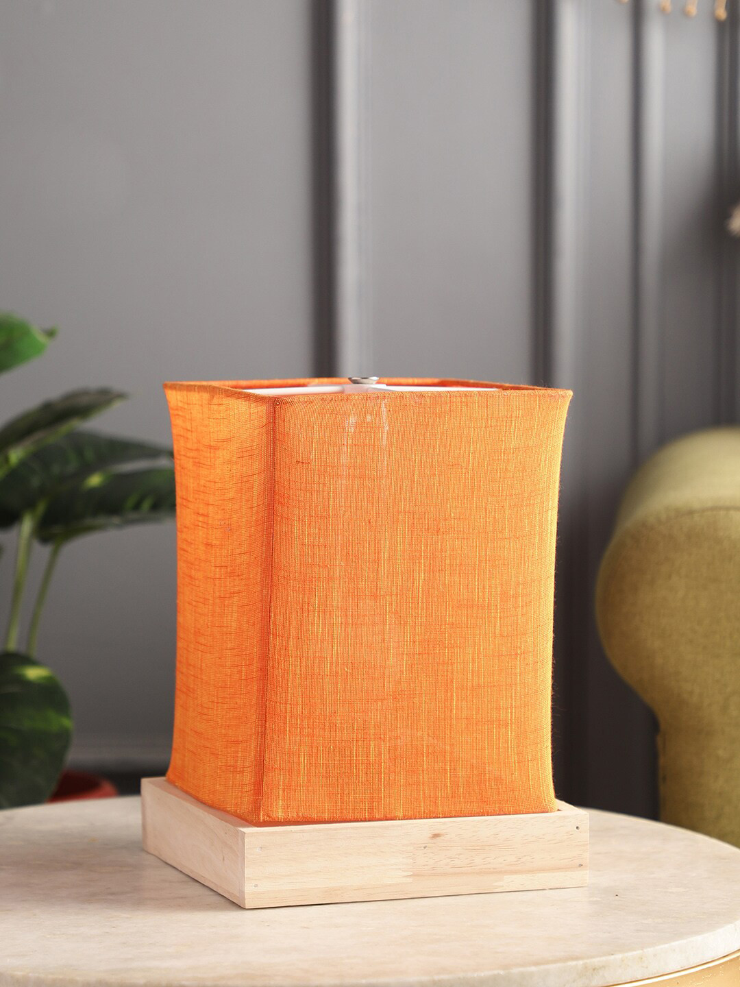 

SANDED EDGE Natural Wood Solid Table Lamp, Orange