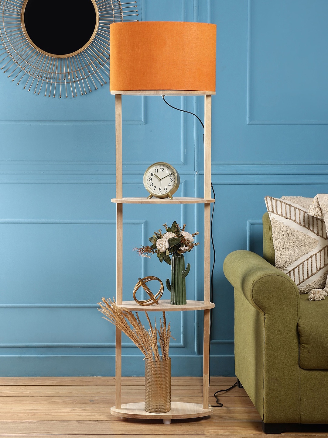 

SANDED EDGE Cream & Orange Textured 3-Tier Floor Lamp