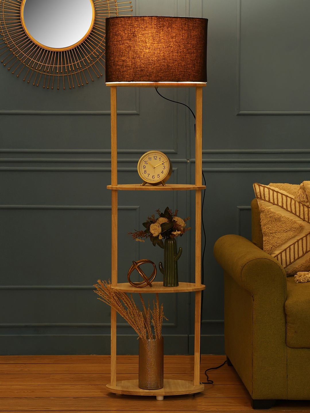 

SANDED EDGE Cream & Brown Textured 3-Tier Floor Lamp