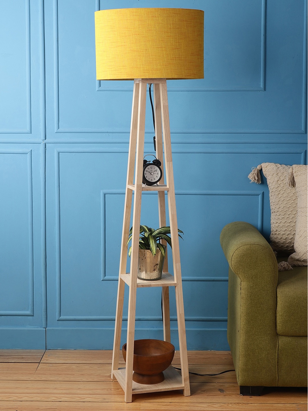 

SANDED EDGE Cream & Mustard Yellow Textured 3-Tier Floor Lamp