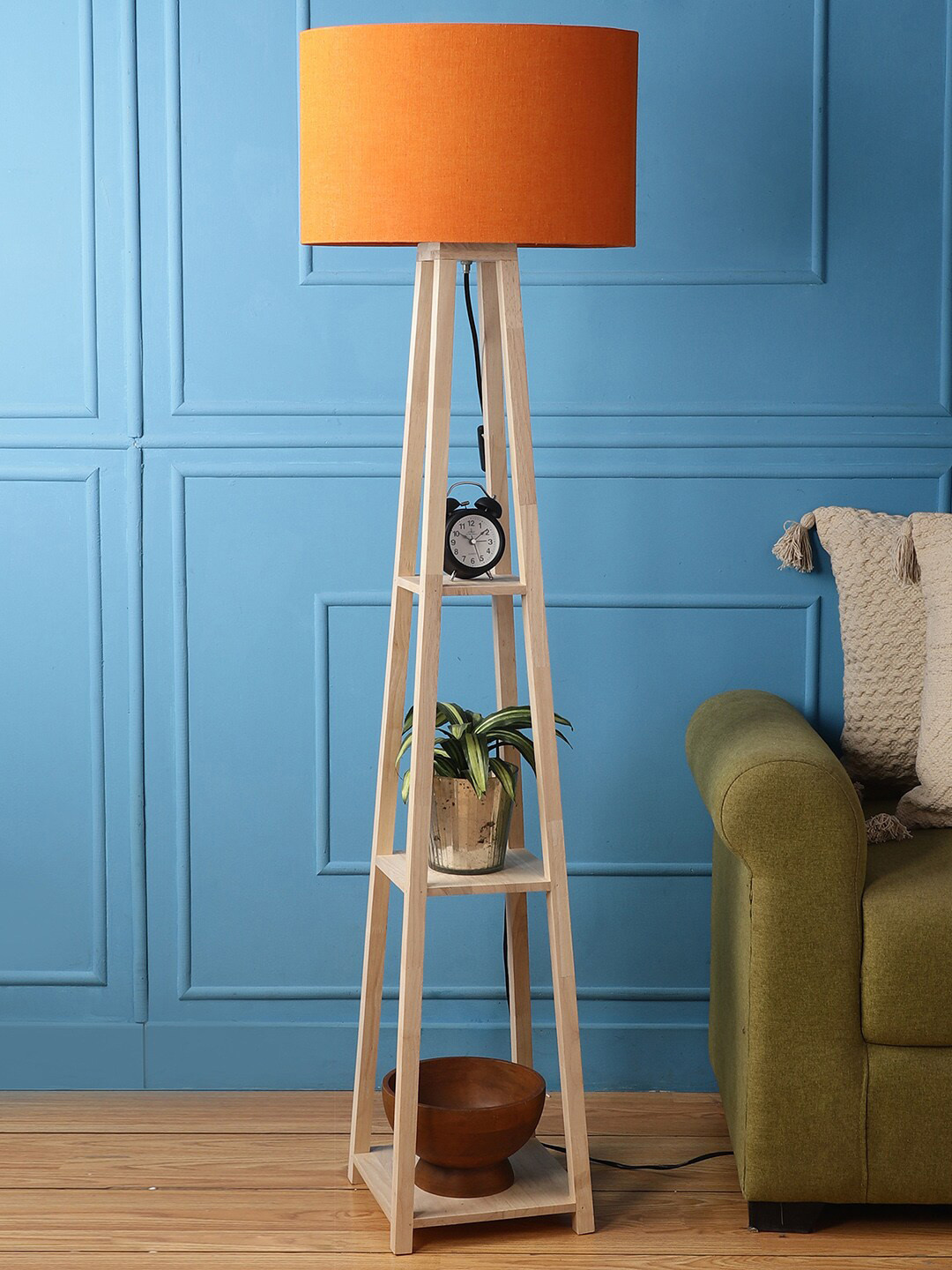 

SANDED EDGE Cream & Orange Textured 3-Tier Floor Lamp