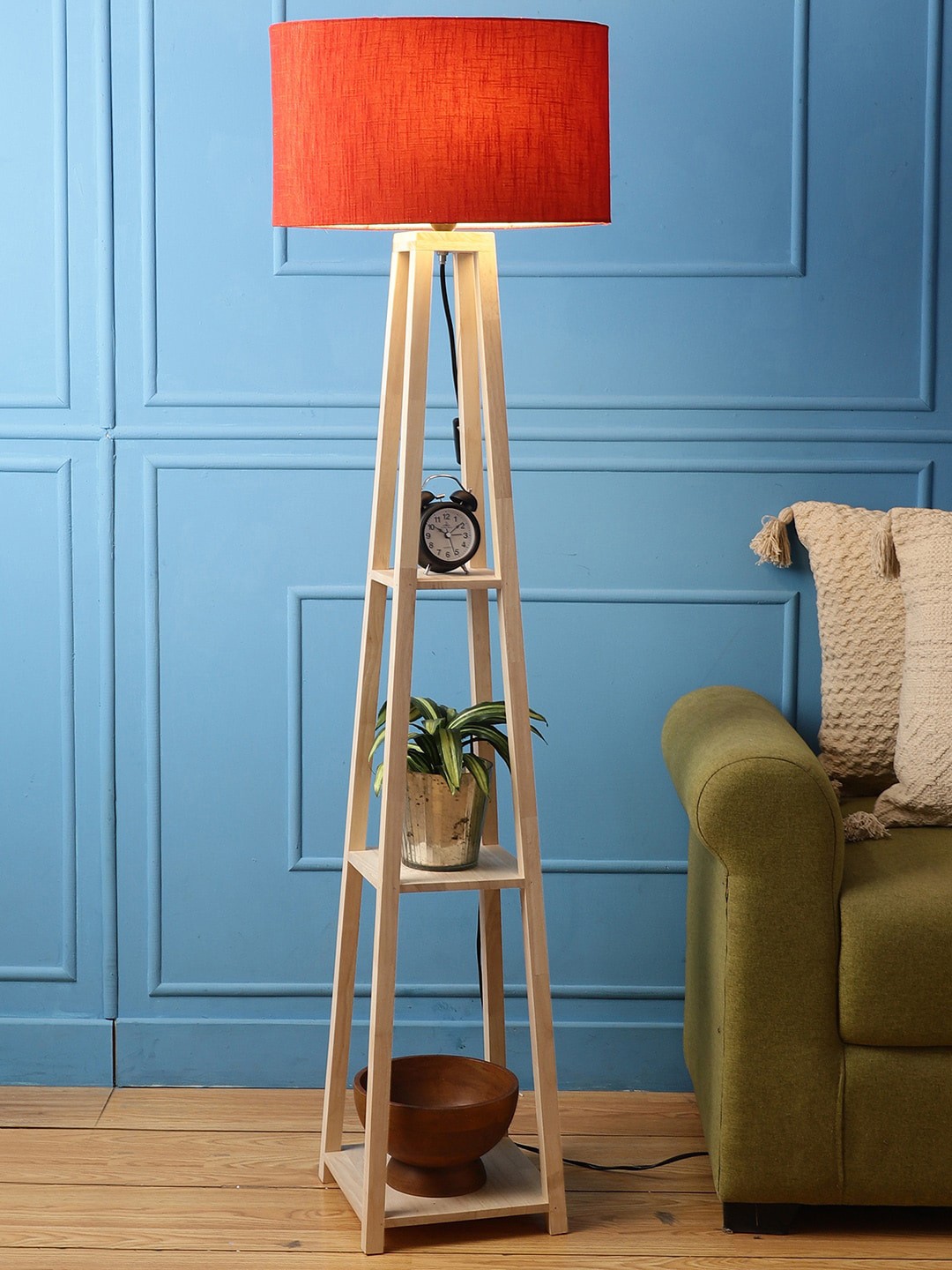 

SANDED EDGE Cream & Red Textured 3-Tier Floor Lamp