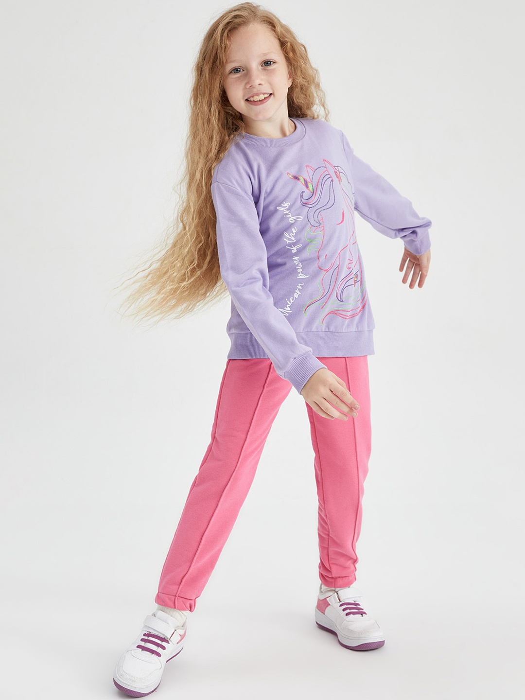 

DeFacto Girls Mid-Rise Regular Fit Trousers, Pink