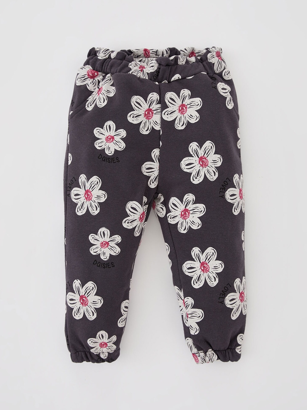 

DeFacto Girls Floral Printed Joggers, Grey