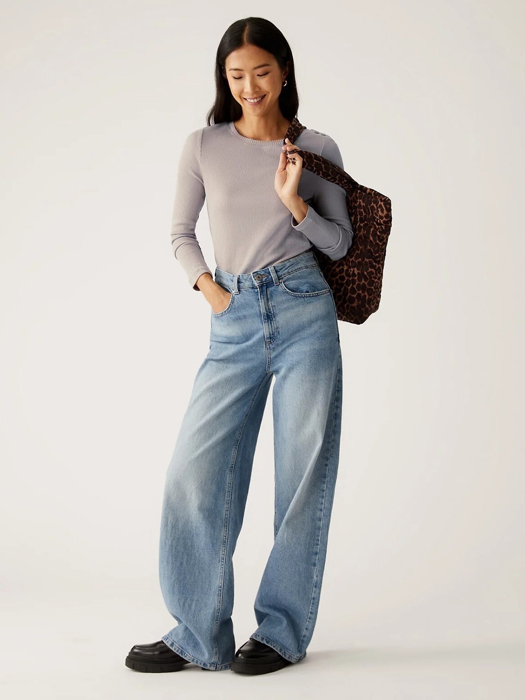 

Marks & Spencer Round Neck Knitted Top, Grey