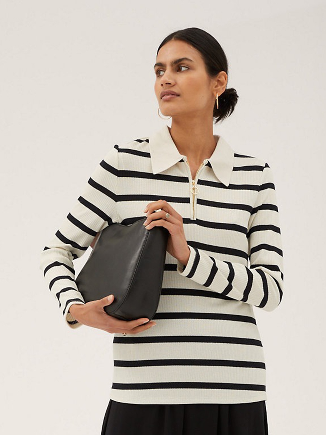 

Marks & Spencer Striped Top, White