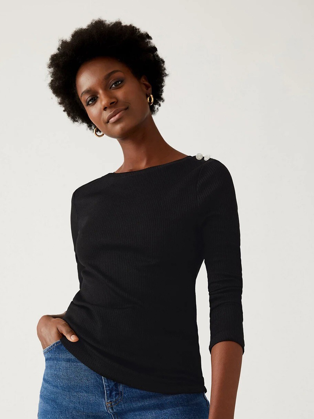 

Marks & Spencer Regular Fit Top, Black