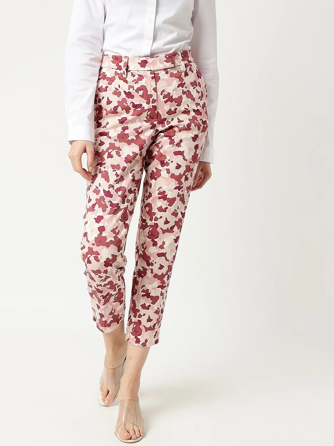 

Marks & Spencer Women Floral Printed High-Rise Trousers, Multi