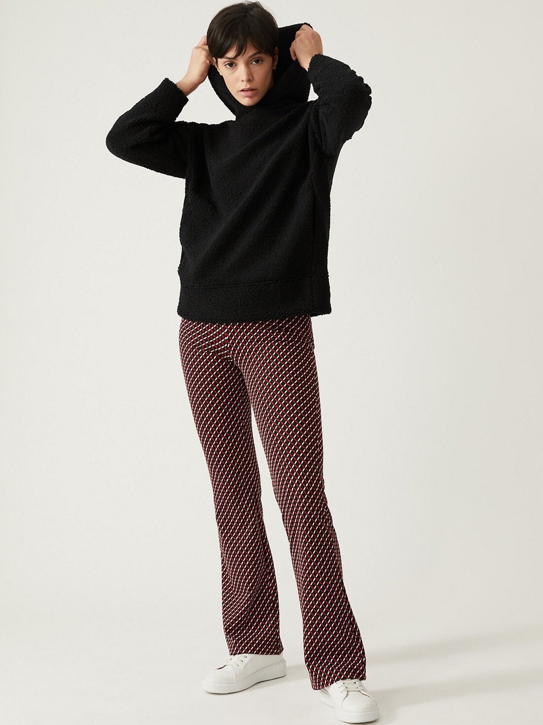 

Marks & Spencer Women Geometric Printed High-Rise Trousers, Red