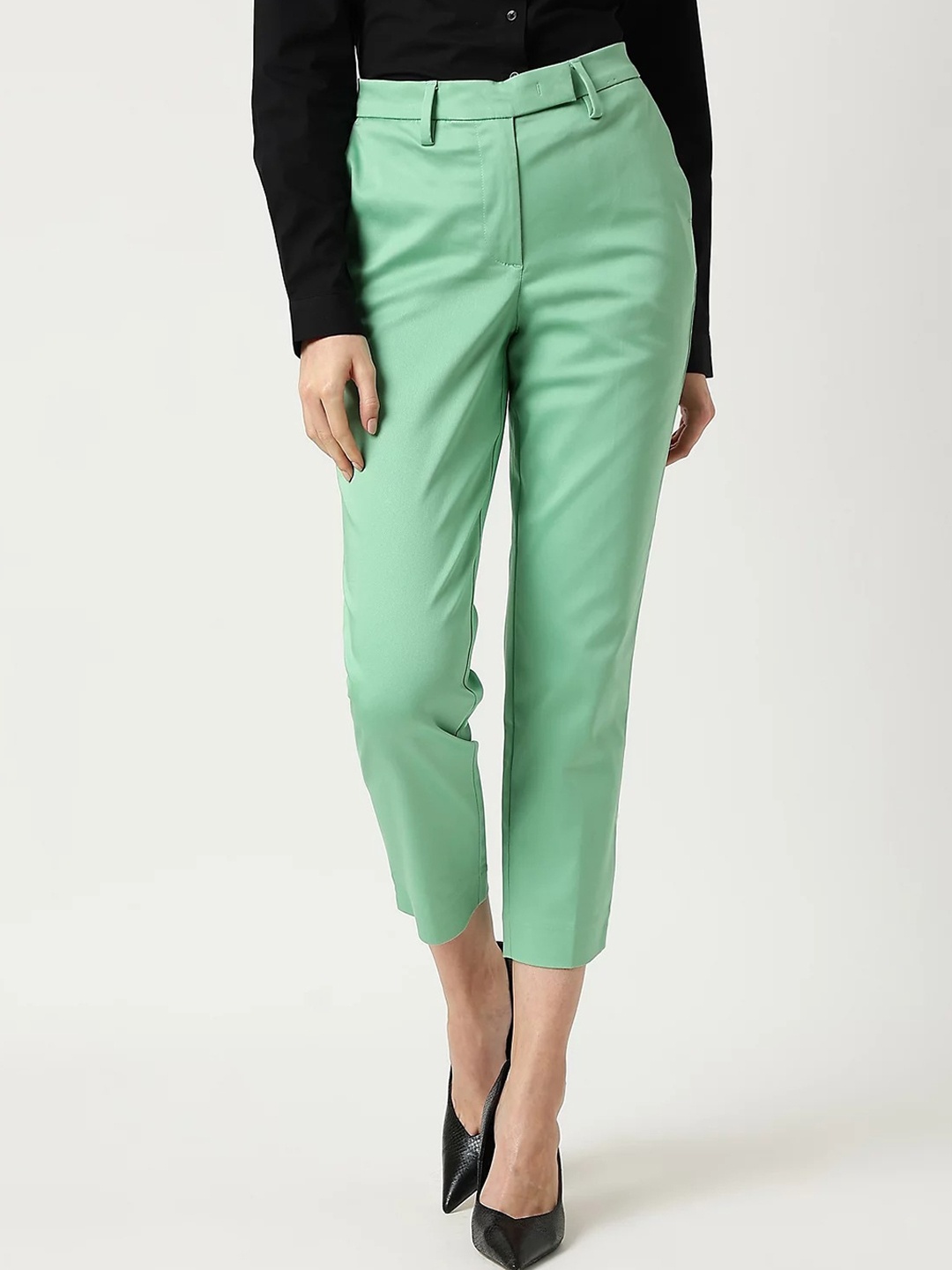 

Marks & Spencer Women High-Rise Trousers, Green