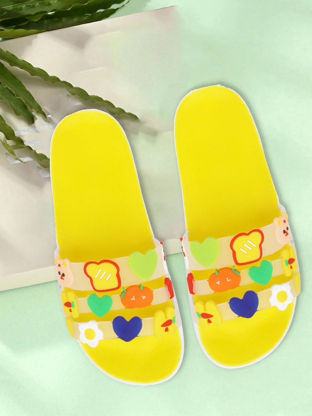 

Pampy Angel Women Rubber Sliders, Yellow