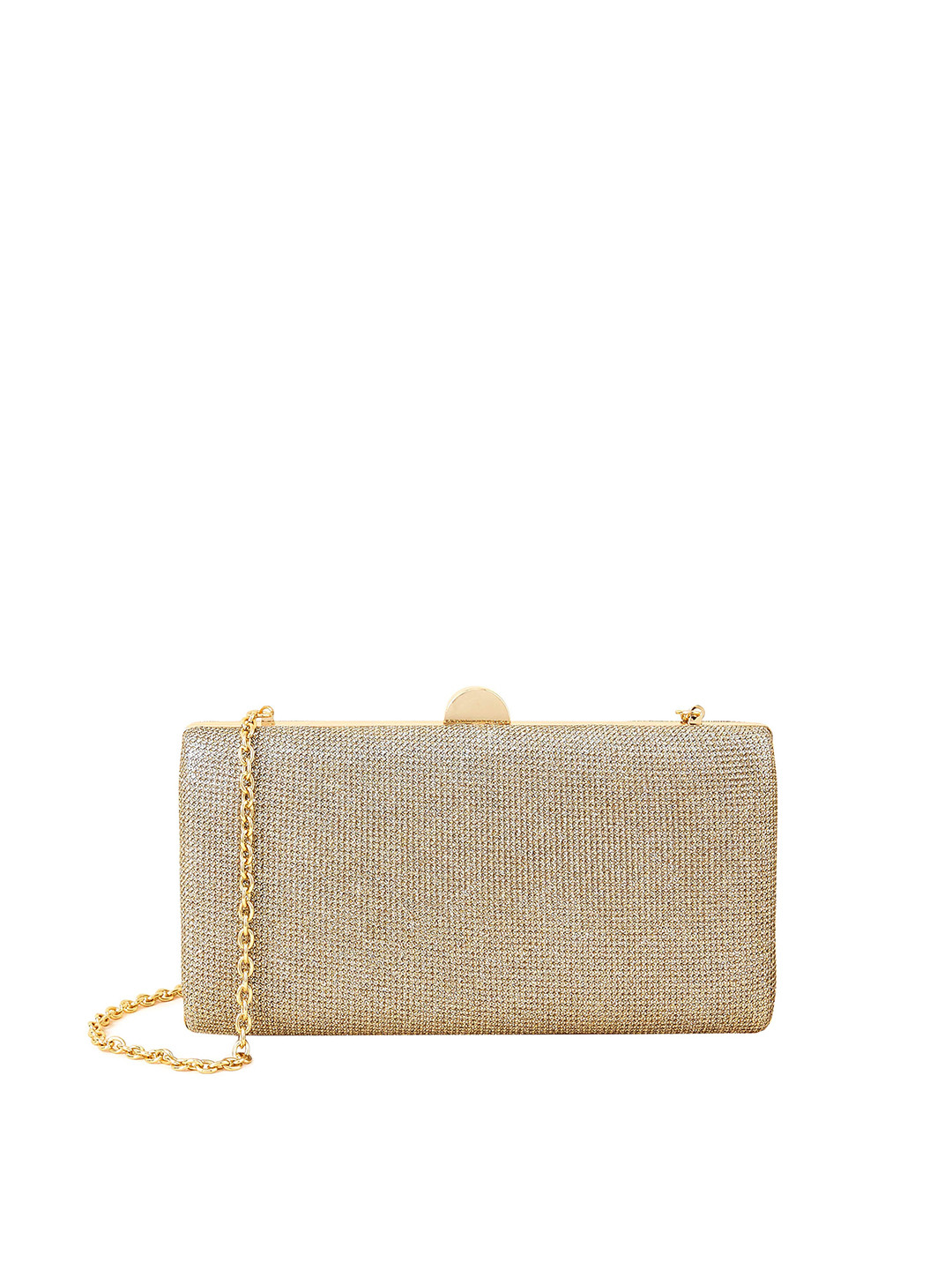 

Accessorize London Women Gold Lurex Hardcase Clutch