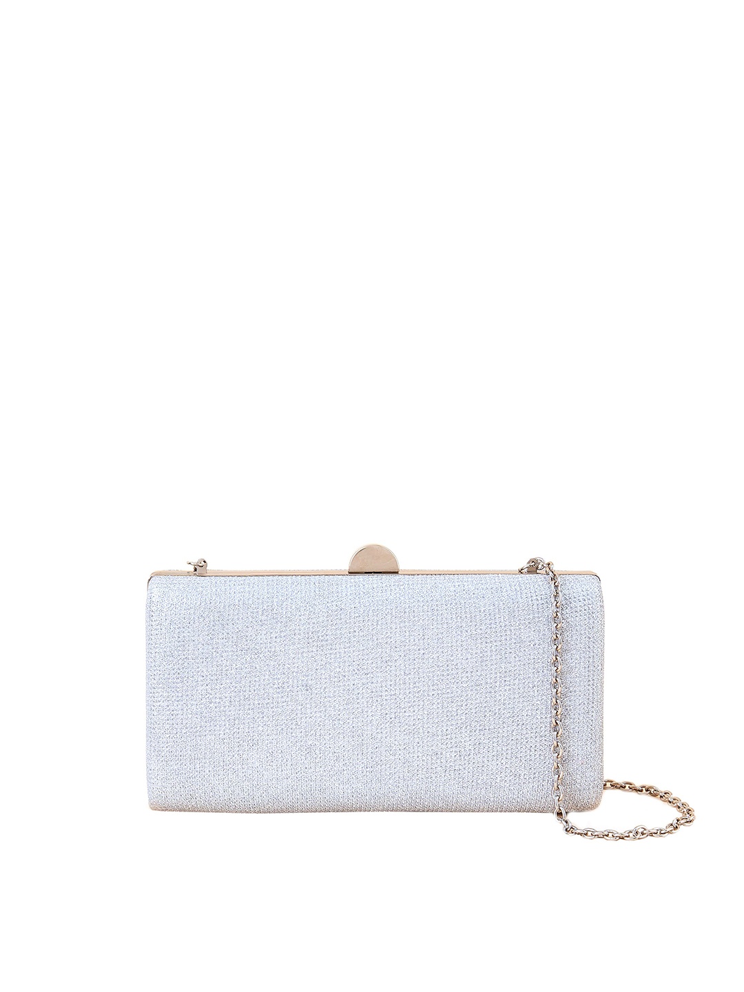 

Accessorize London Women Lurex Hardcase Clutch, Silver