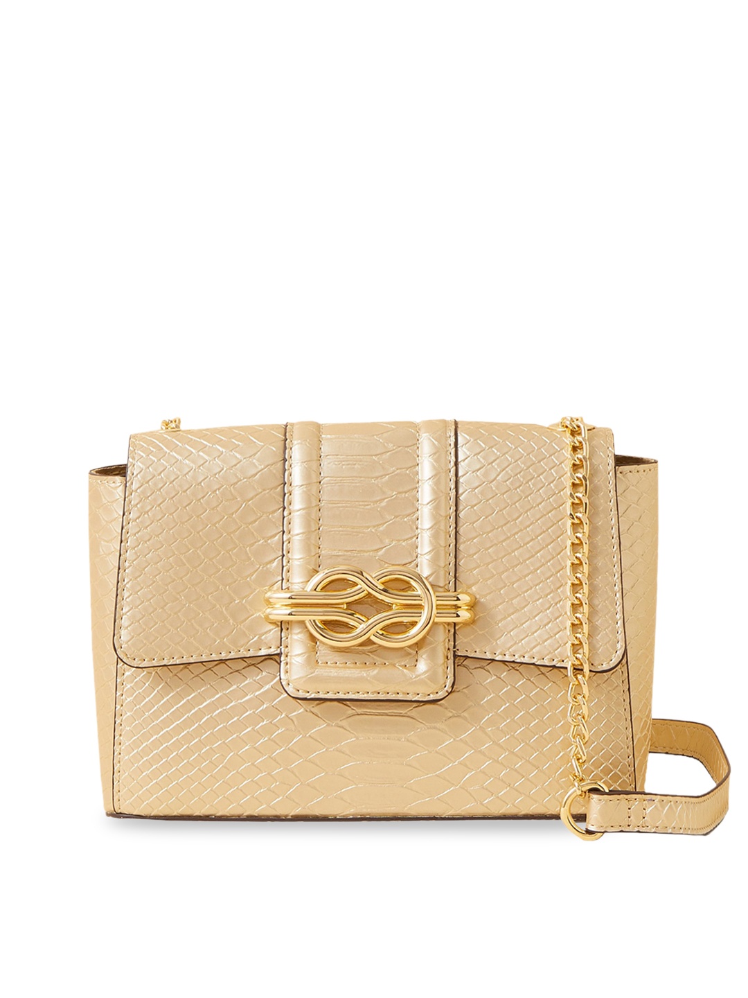 

Accessorize London Women Faux Leather Snaffle Detail Faux Croc Sling Bag, Gold