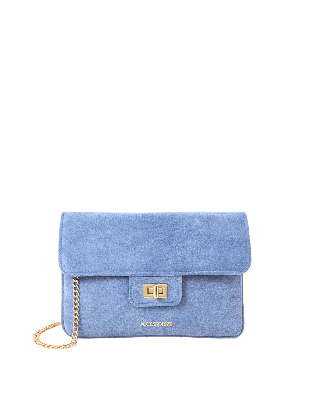

Accessorize London Women Blue Faux Leather Suedette Flat Fold Clutch