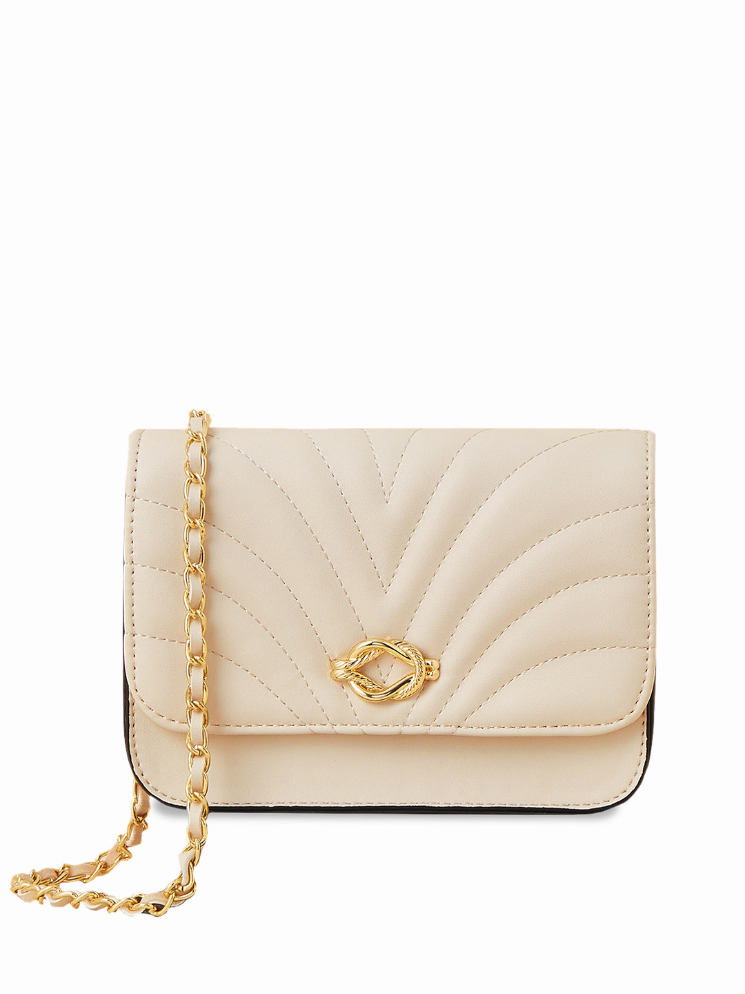 

Accessorize London Women's Faux Leather Cream Quilted Sling Bag