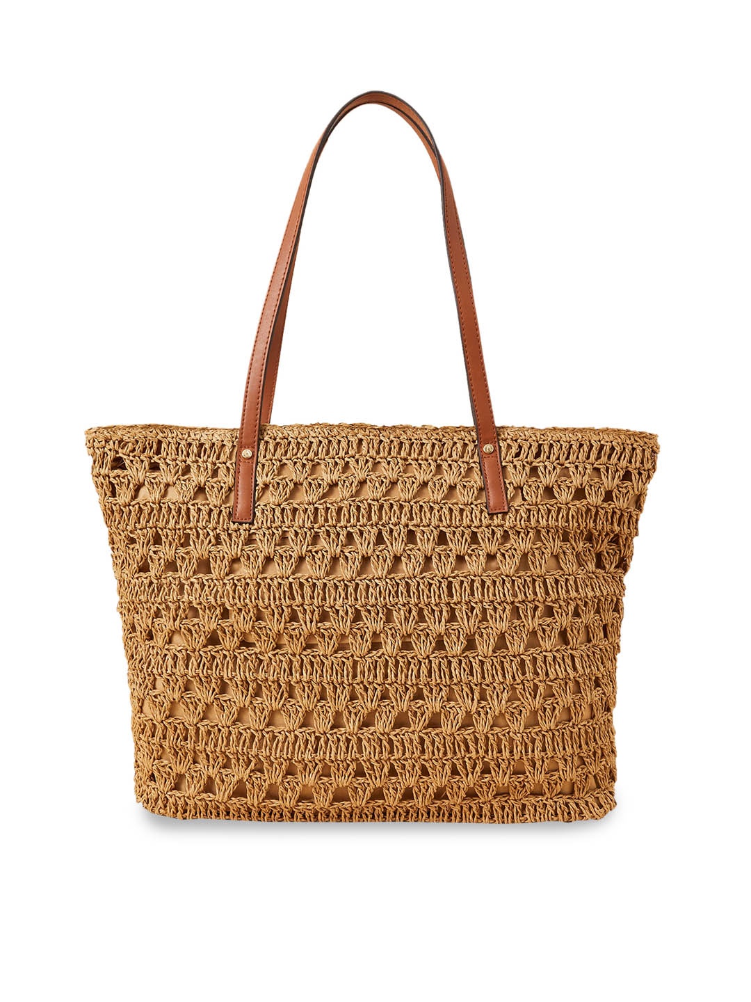 

Accessorize Oversized Shopper Shoulder Bag with Cut Work, Brown