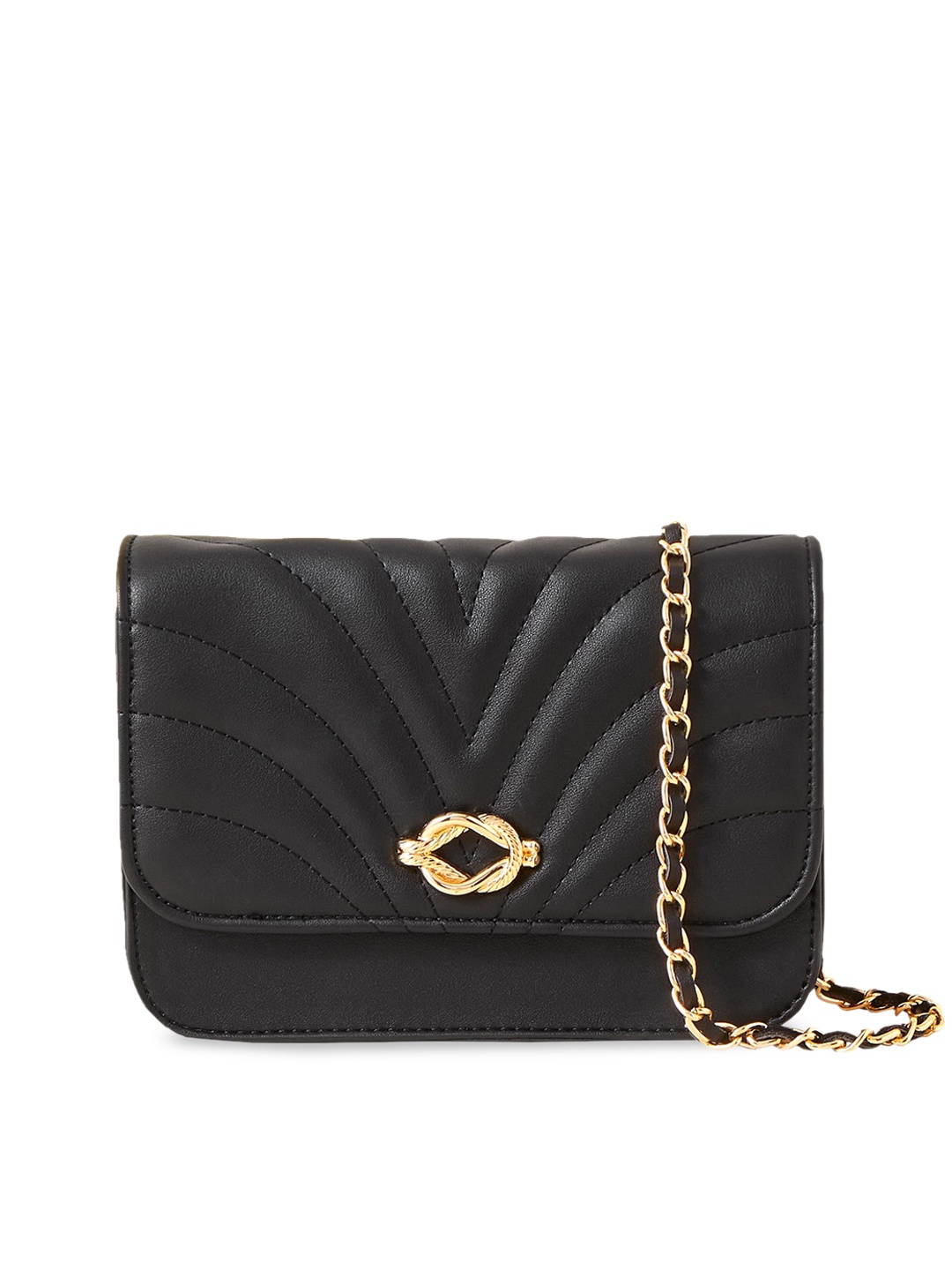 

Accessorize London Women Faux Leather Quilted Sling Bag, Black