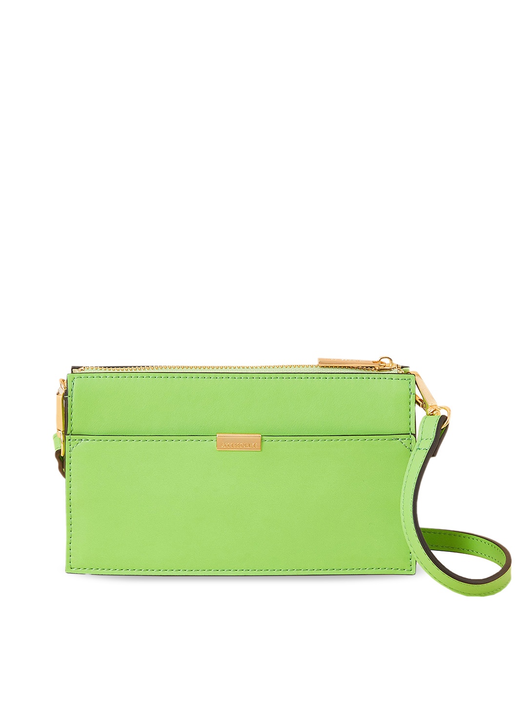 

Accessorize London Women Faux Leather Small Zip Sling Bag, Green