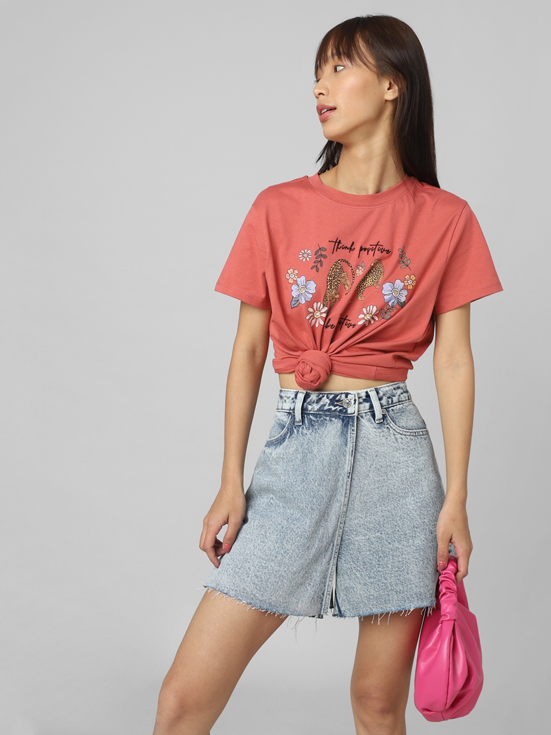 

ONLY Women Pink Printed T-shirt