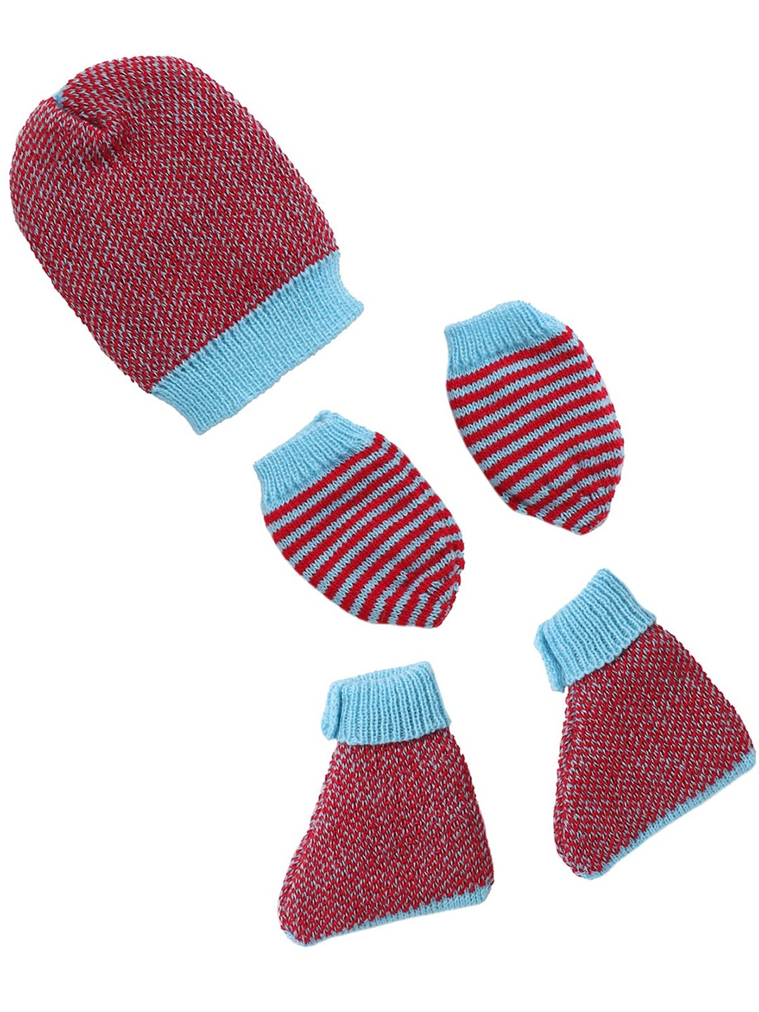 

Little Angels Pack of 5 Caps Mittons Socks Baby Apparel Gift Set, Red