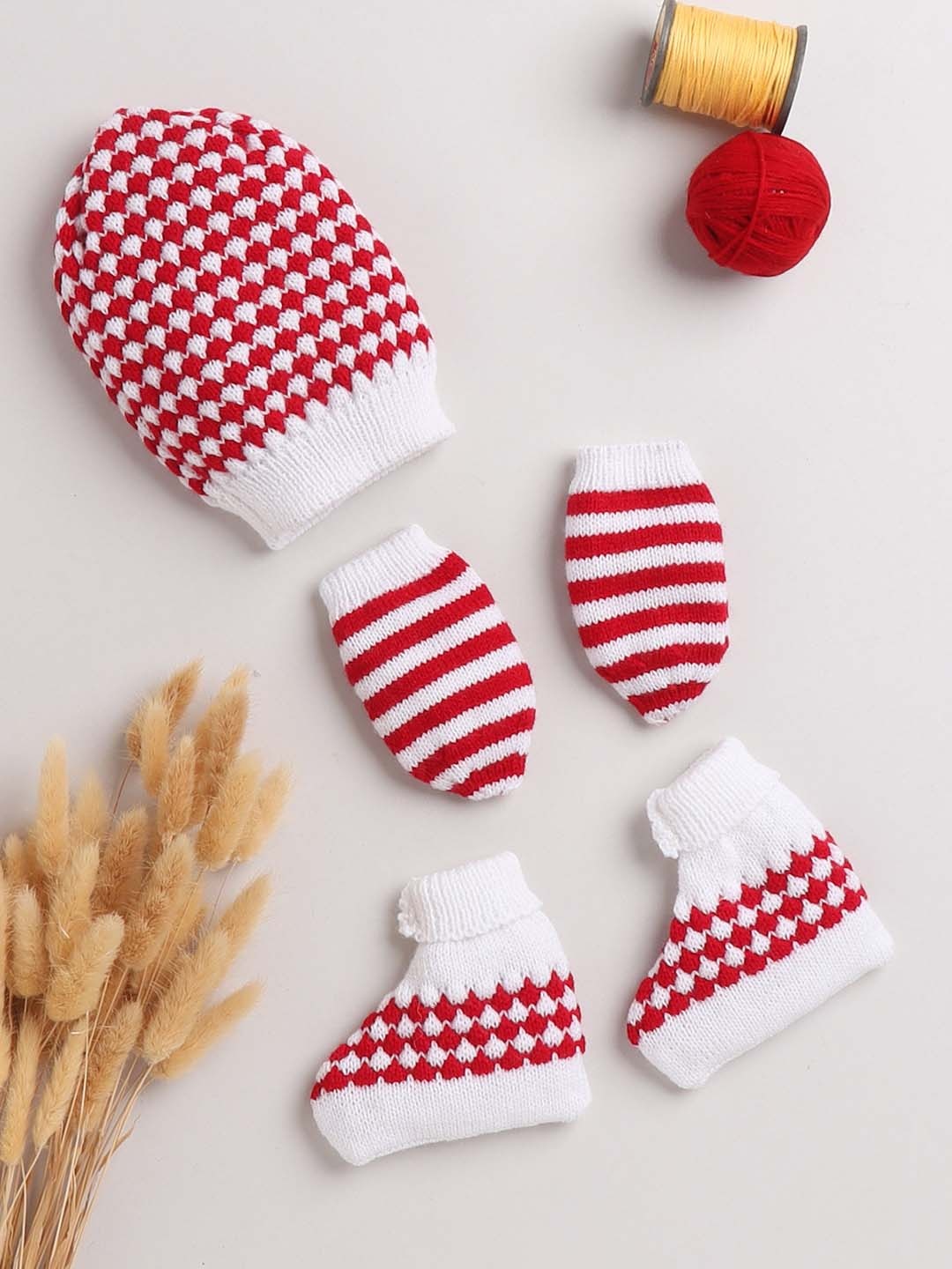 

Little Angels Kids Acrylic Beanie with Mittens & Socks, White