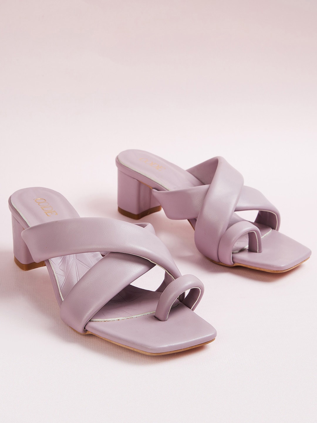 

CODE by Lifestyle Solid Open Toe Block Heels, Purple