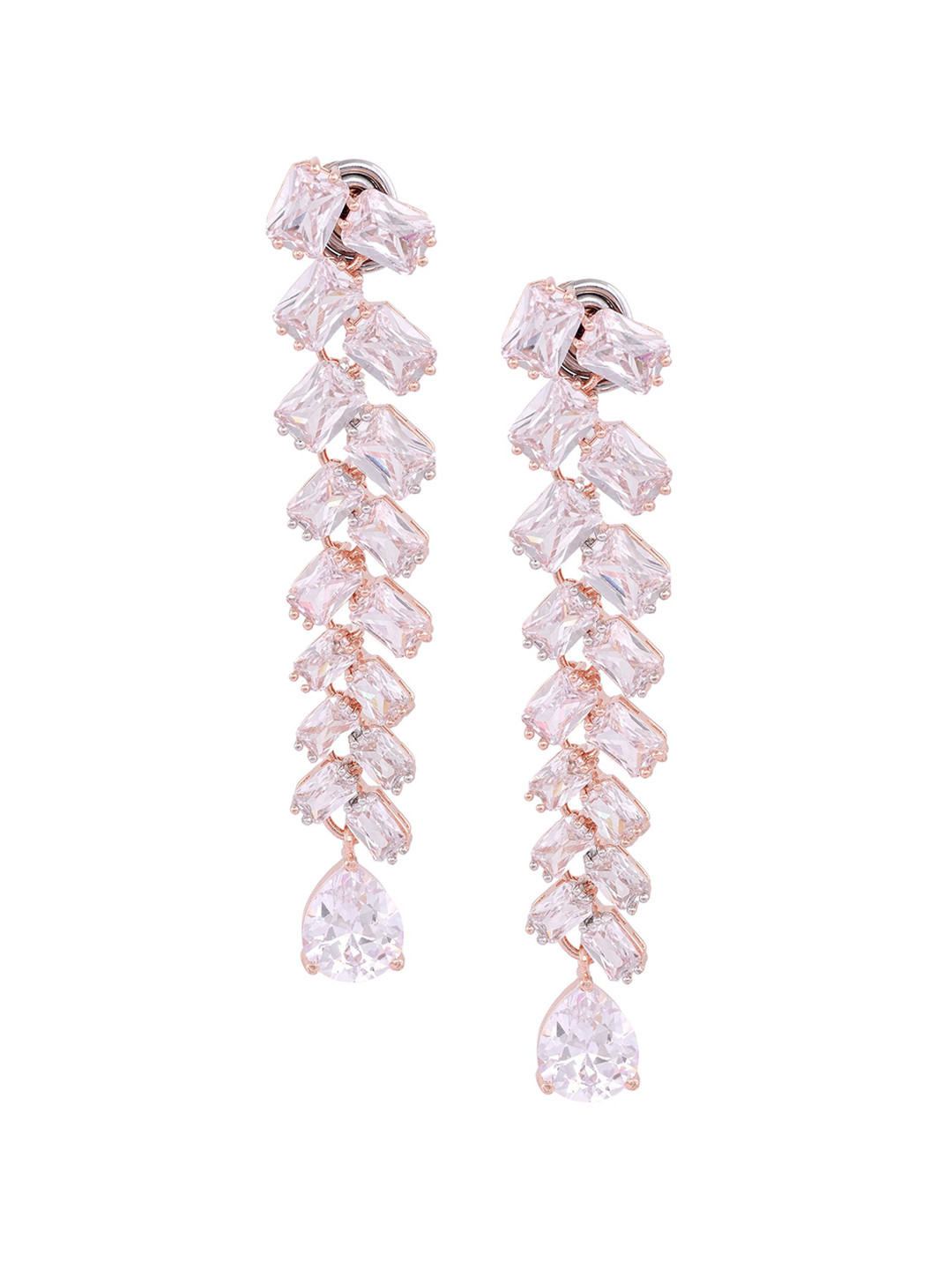 

Saraf RS Jewellery Rose Gold plated AD studded Contemporary Drop Earrings