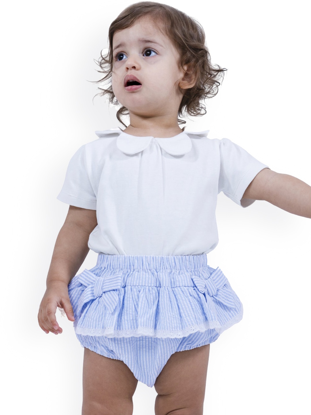 

haus & kinder Girls Pack of 2 Cotton Bodysuit With Bloomers, Blue