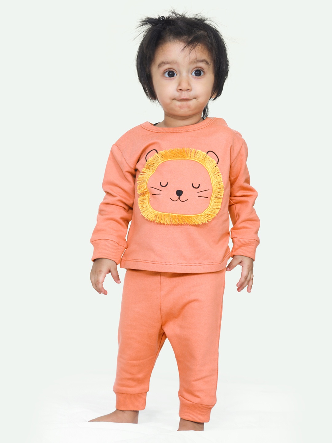 

ariel Kids Self Design Pure Cotton Clothing Set, Orange
