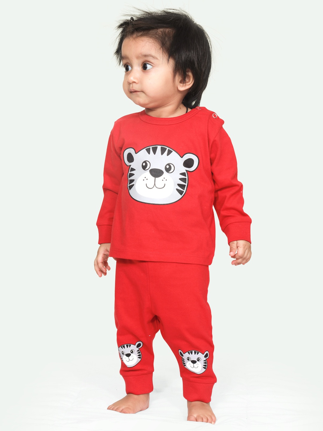 

ariel Kids Pure Cotton Printed T-shirt with Trousers Clothing Set, Red