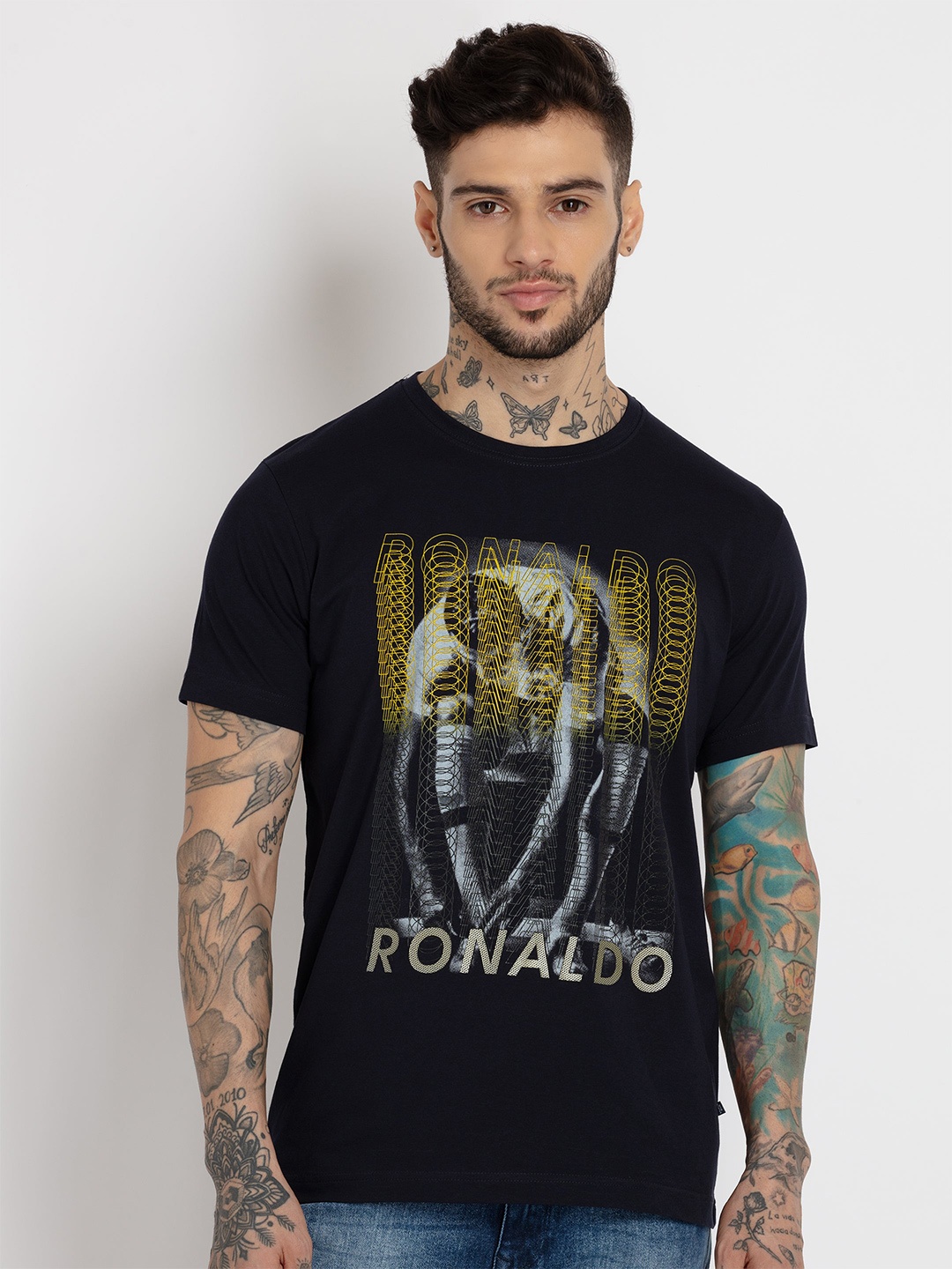 

Status Quo Men Typography Printed T-shirt, Navy blue