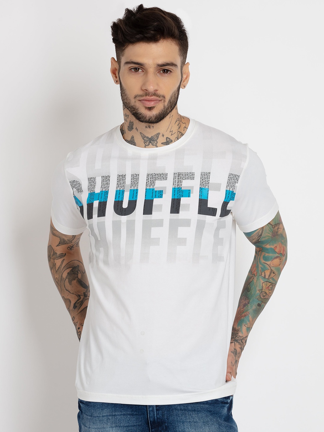 

Status Quo Men Typography Printed Cotton T-shirt, White