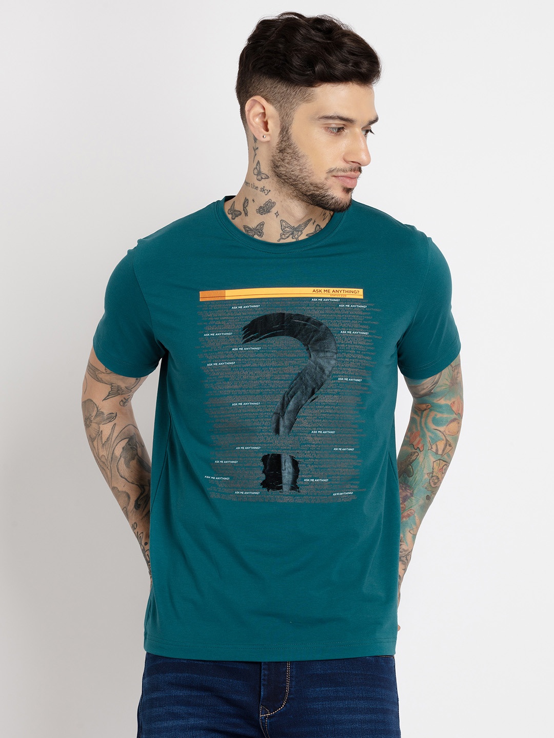 Status Quo Men Typography Printed T-shirt, Blue