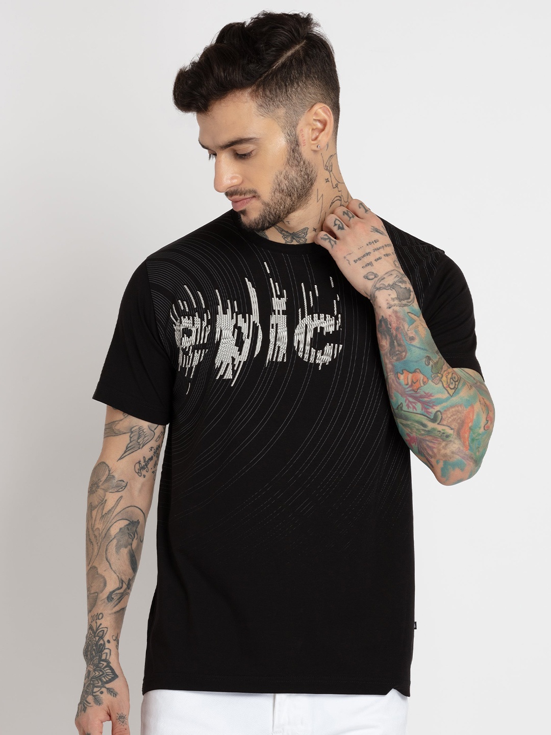 

Status Quo Men Typography Printed Cotton T-shirt, Black