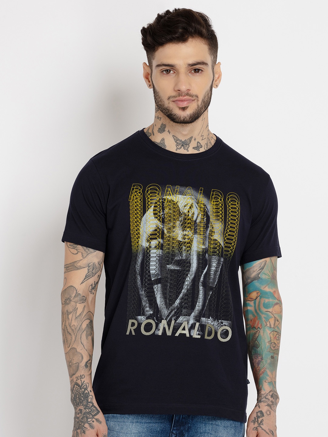 

Status Quo Men Typography Printed T-shirt, Navy blue