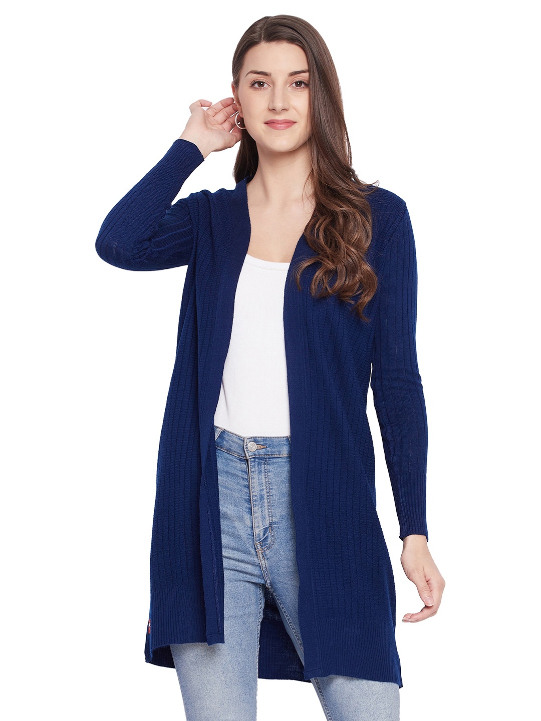 

JUMP USA Women Acrylic Longline Shrug, Navy blue