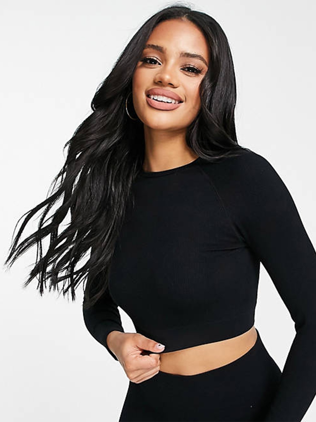 

KALINI High Neck Fitted Cotton Crop Top, Black