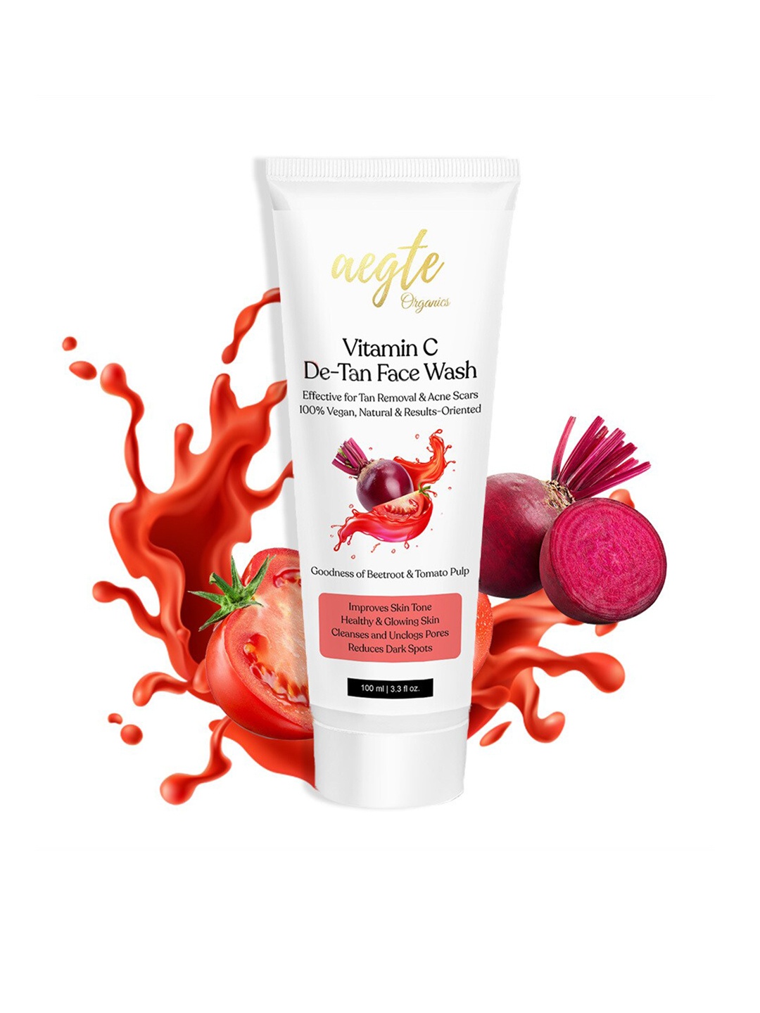 

Aegte Organics Vitamin C De-Tan Face Wash with Beetroot & Tomato - 100 ml, White