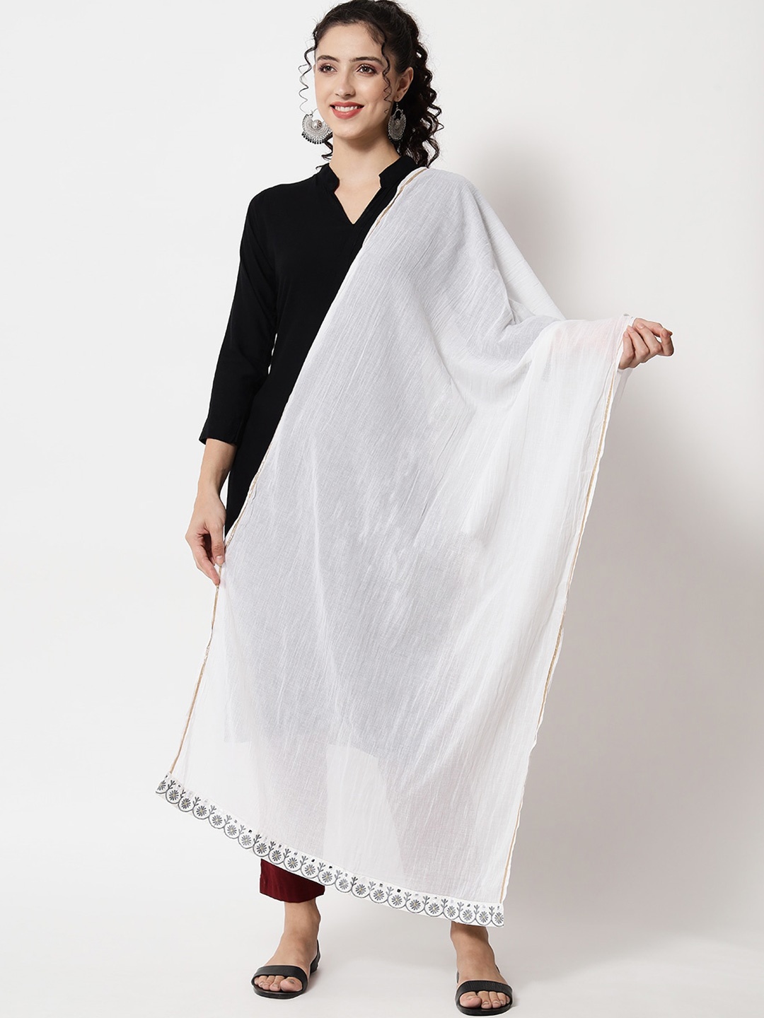

Nehamta Printed Pure Cotton Dupatta, White