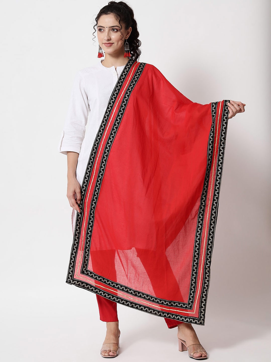 

Nehamta Foil Print Dupatta, Red