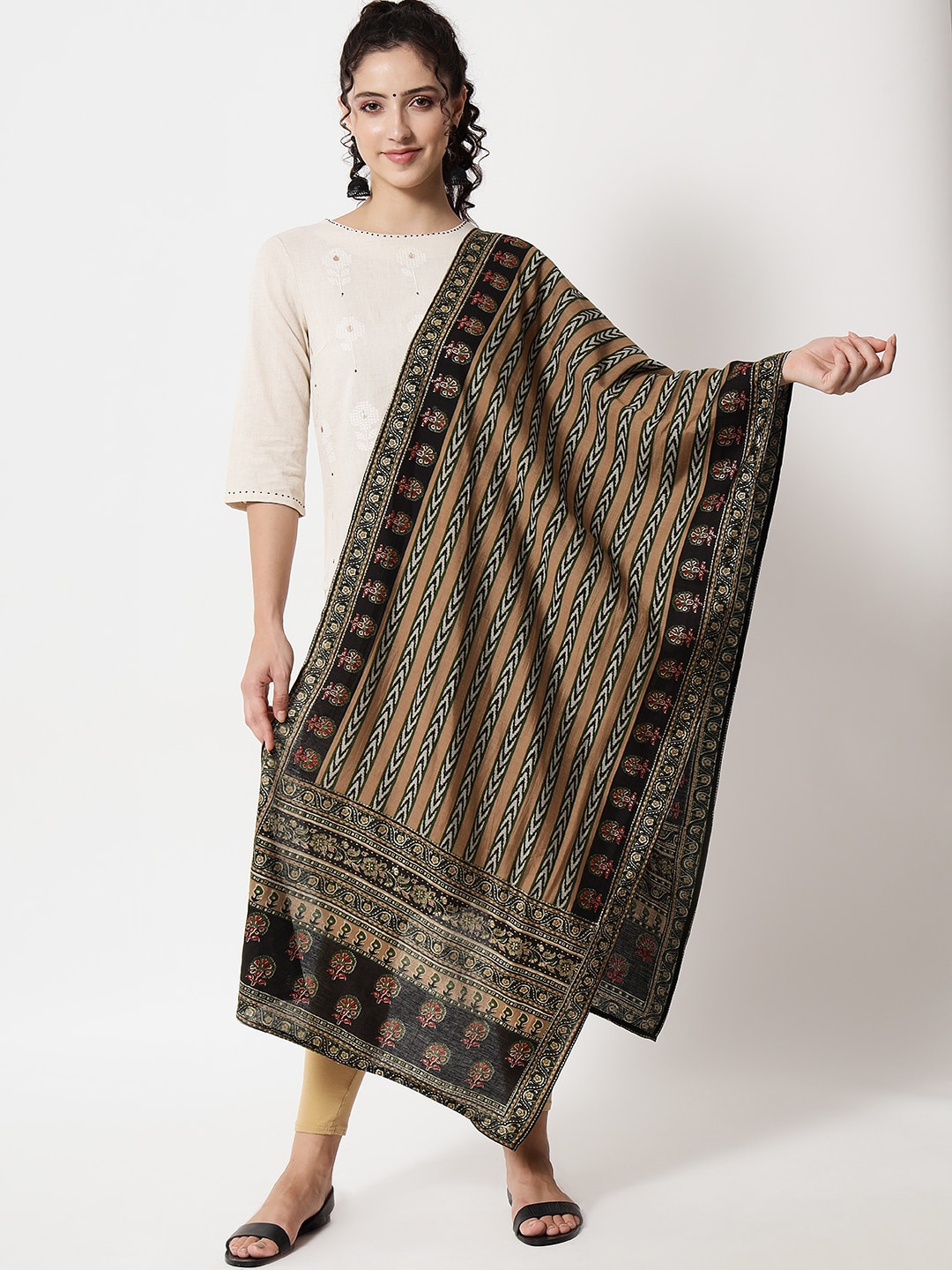 

Nehamta Printed Organza Foil Print Dupatta, Green