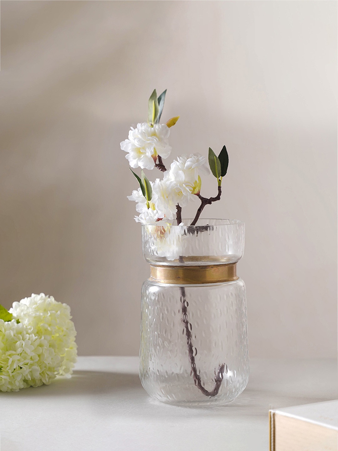 

Nestasia Transparent Textured Glass Bouquet Flower Jar Vase