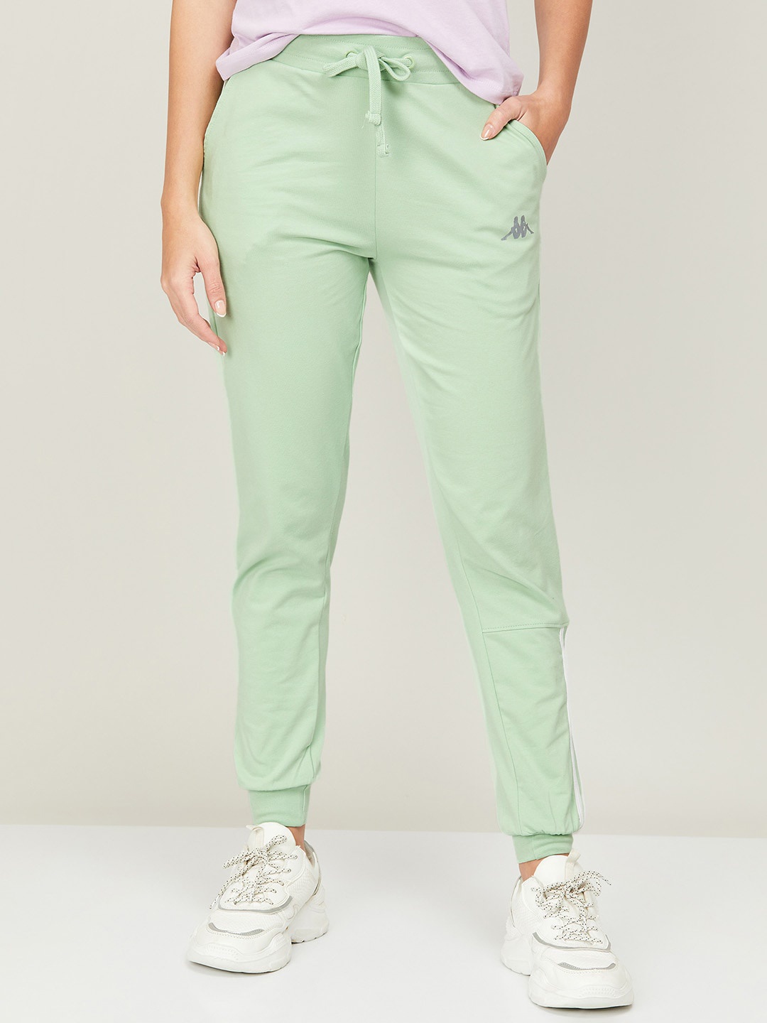 

Kappa Women Solid Cotton Regular Fit Joggers, Green