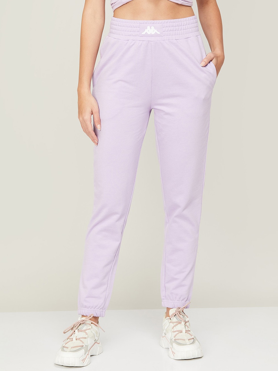 

Kappa Women Solid Cotton Regular Fit Joggers, Lavender