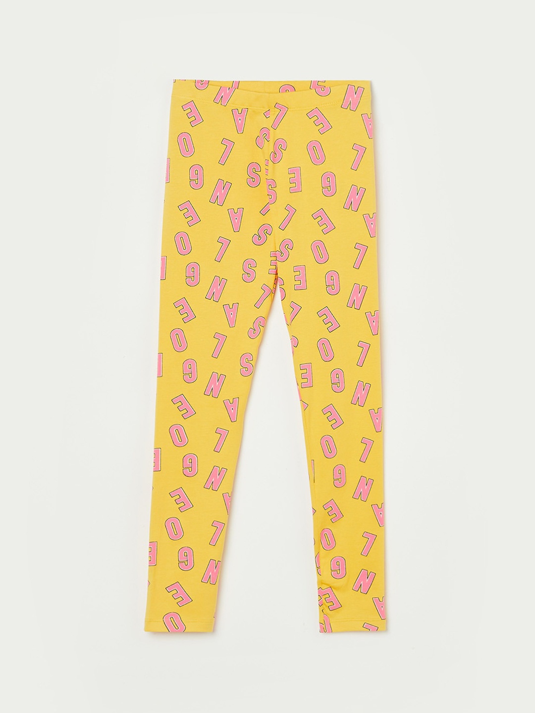 

Fame Forever by Lifestyle Girls Printed Cotton Ankle Length Leggings, Yellow